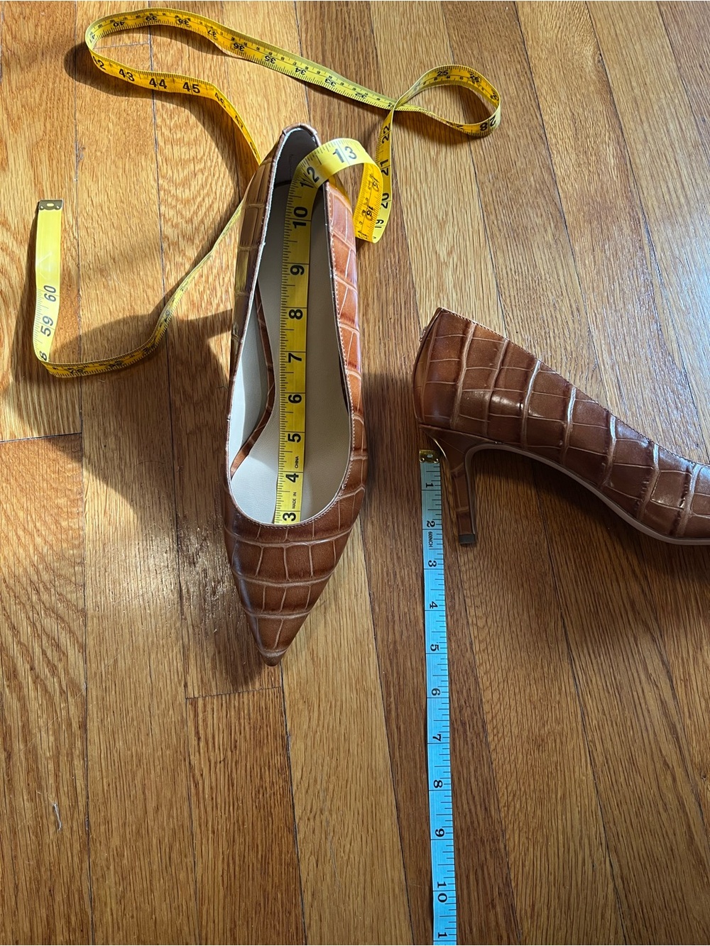 New Lauren Ralph Lauren Lanette GSLY Embossed Crocodile Brown Pumps Sz 10 Read - Picture 8 of 12